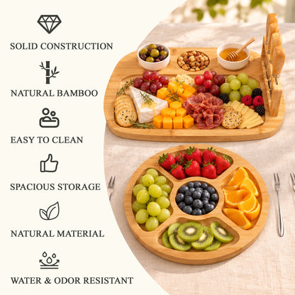 Agesis Large Charcuterie Board Set, Bamboo Cheese Board with Cheese Knife Set and Accessories, Cheese Platter for Entertaining, Parties and Gifts