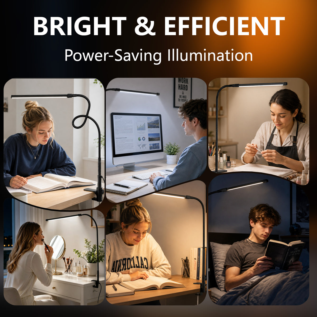 Agesis LED Desk Lamp with Clamp, Eye-Caring Desk Light, 3 Color Modes & 10 Brightness Levels, 360° Flexible Gooseneck for Home Office, Study, Reading