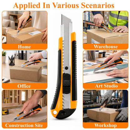 Agesis 6 pack Box Cutter, Retractable Utility Knife with Rubber Grip, Snap-off Razor Blade Box Opener for Cardboard, Cartons, Packages and Crafts
