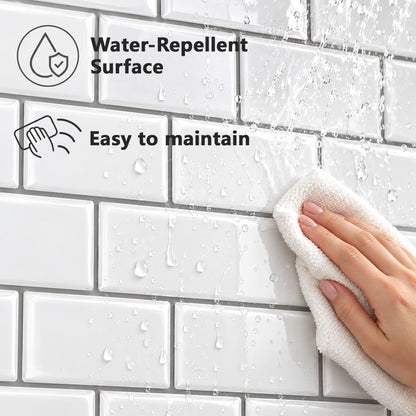 Agesis Peel and Stick Backsplash, Thicker Design Self Adhesive Backsplash Tiles, Stick on Subway Tile for Kitchen Bathroom Laundry, White, 12 x 12 inch, 10 Sheets