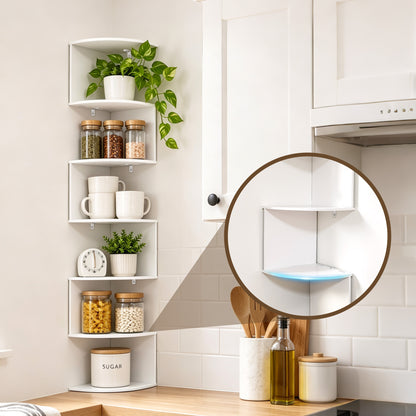 Agesis Corner Shelf Wall Mounted, 7 Tier Floating Shelves for Wall, Corner Storage Display for Bedroom, Living Room, Bathroom (White)
