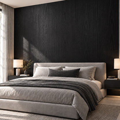 Agesis Black Wood Peel and Stick Wallpaper, Black Contact Paper 17.7" x 236", Waterproof Self-Adhesive Removable Thick Vinyl Wrap, Renter Friendly Wallpaper for Bathroom Kitchen Cabinets