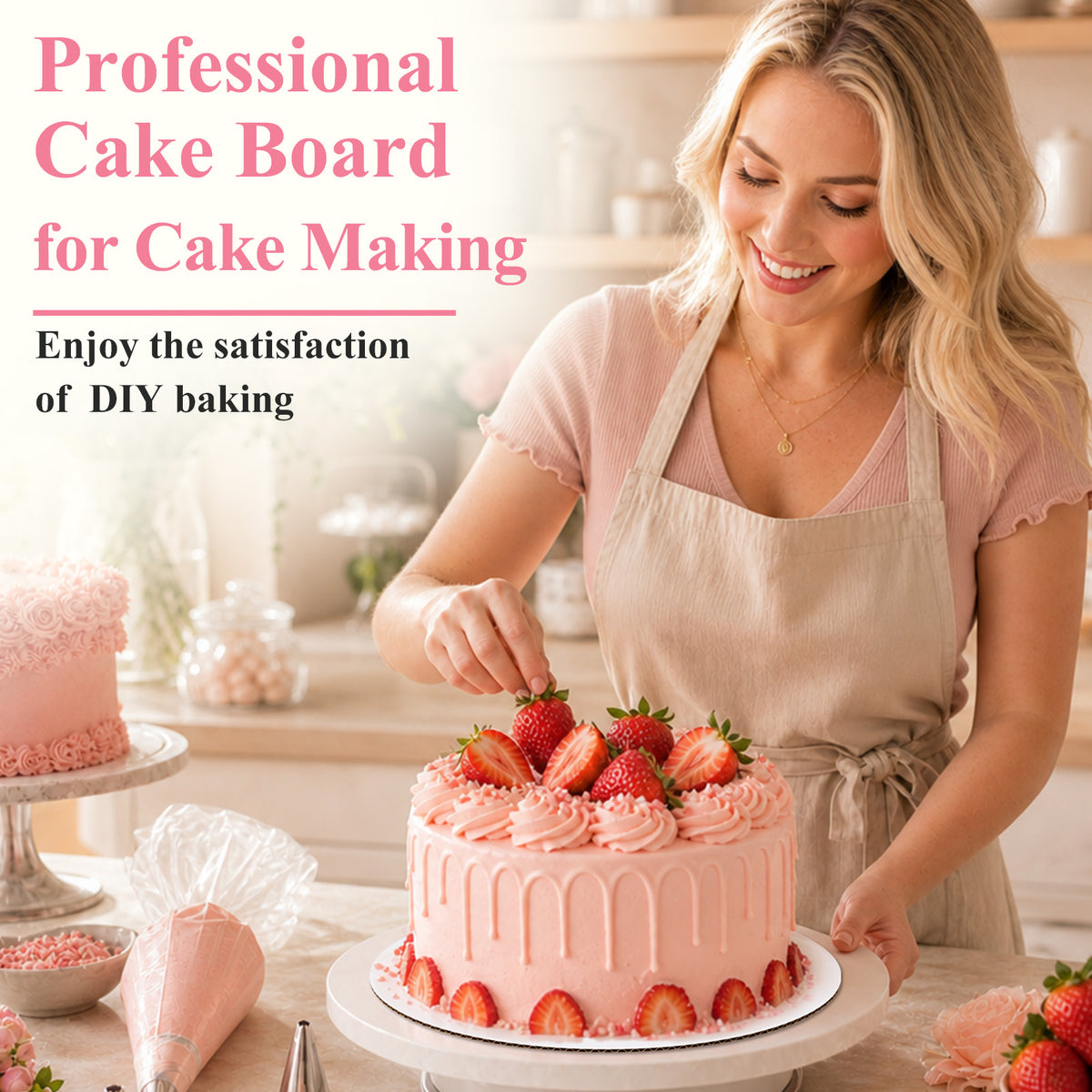 Agesis 46 Pack Cake Boards 10 inch Round, White Cardboard Cake Rounds, Waterproof Oil-Resistant Cake Base Boards for Cupcakes, Pizza, Desserts, Bakery