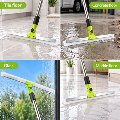 Agesis Floor Squeegee for Concrete Floor, 19.68" Large Heavy Duty Squeegee Broom with 51" Extendable Long Handle for Garage, Windows, Tile, Shower Glass