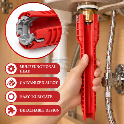 Agesis Basin Wrench Set, 2 Four-Jaw Hex Wrenches with 14-in-1 Faucet Installer Tool, Plumbing Tool Kit for Tight Spaces, Kitchen Bathroom Toilet