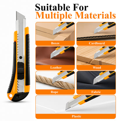 Agesis 6 pack Box Cutter, Retractable Utility Knife with Rubber Grip, Snap-off Razor Blade Box Opener for Cardboard, Cartons, Packages and Crafts
