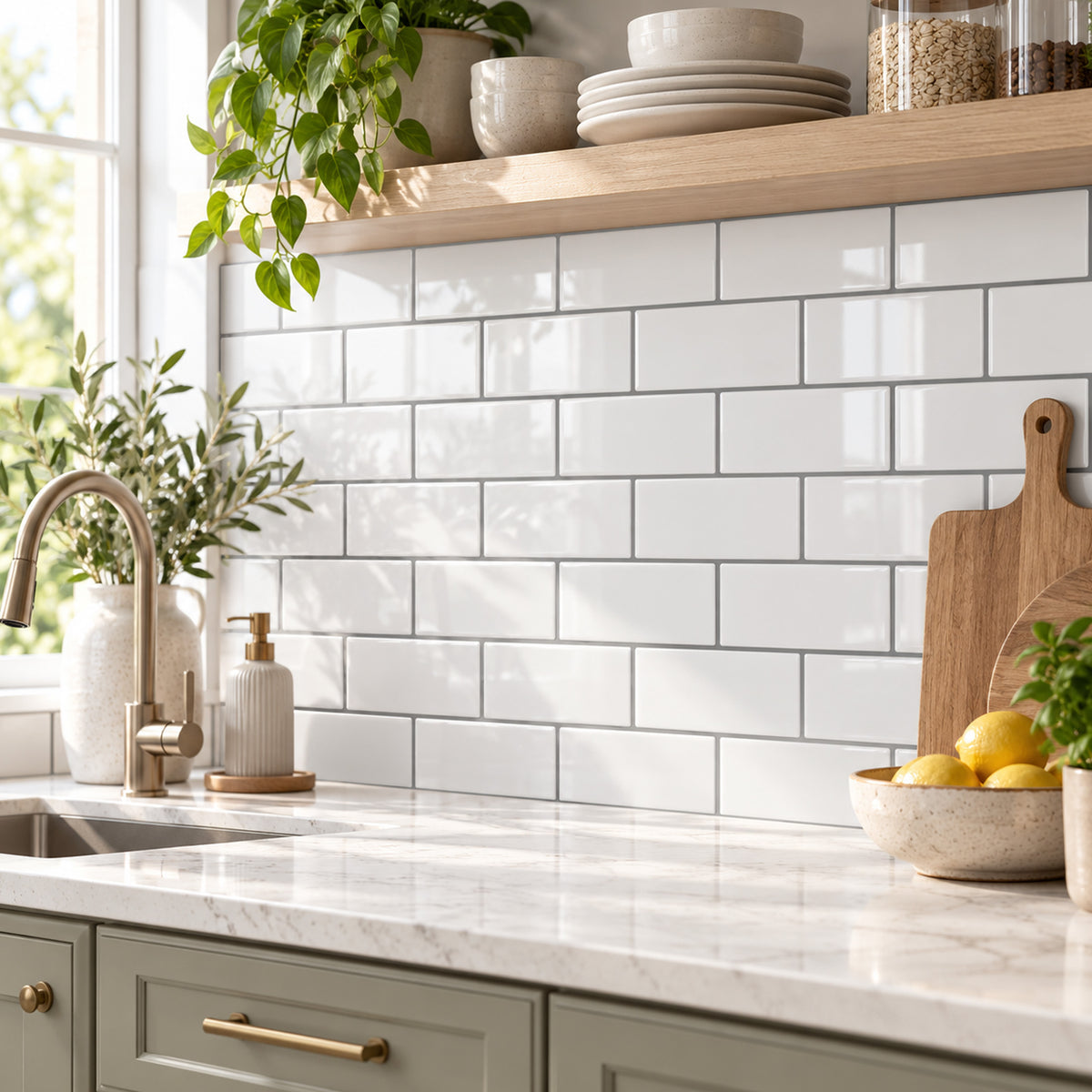 Agesis Peel and Stick Backsplash, Thicker Design Self Adhesive Backsplash Tiles, Stick on Subway Tile for Kitchen Bathroom Laundry, White, 12 x 12 inch, 10 Sheets