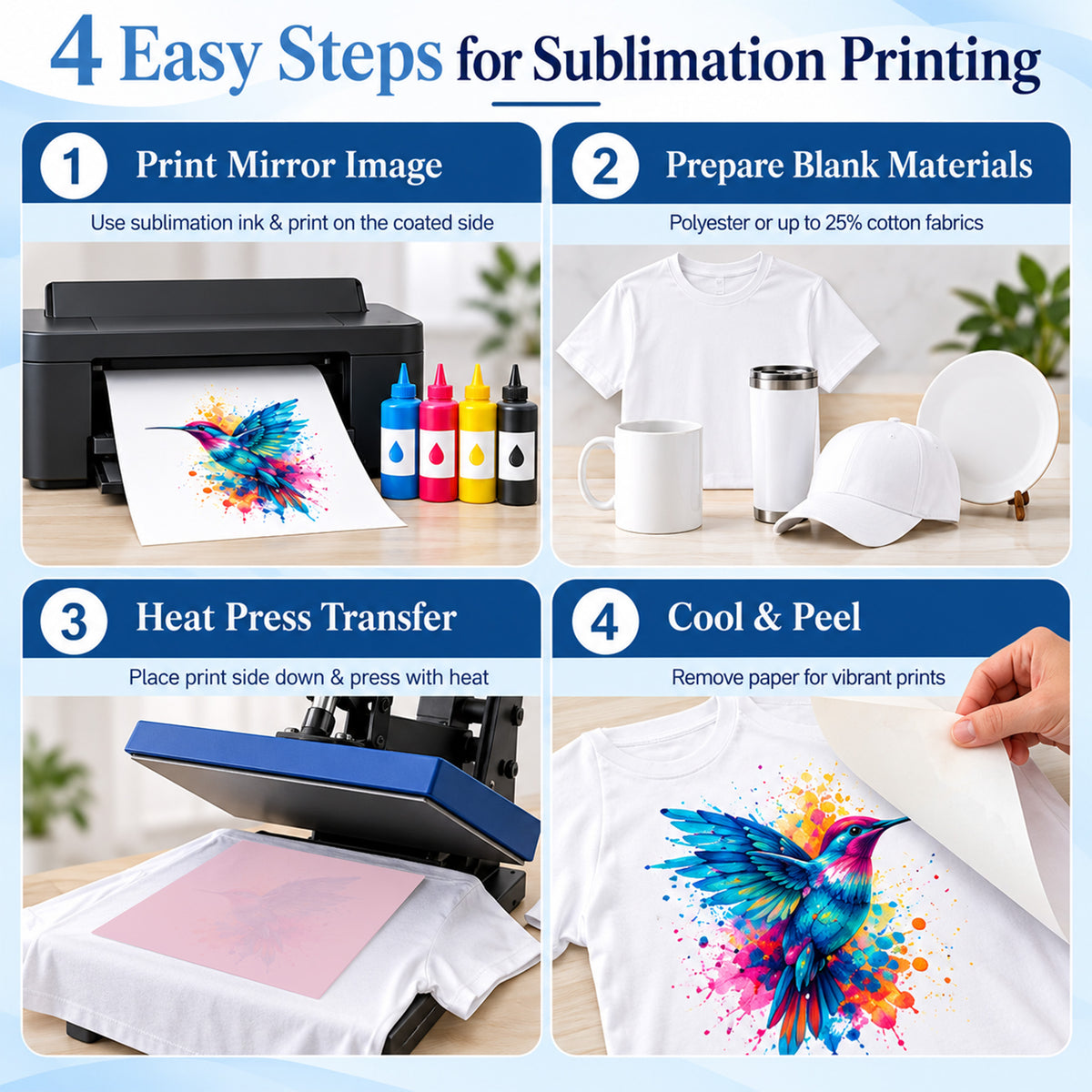 Agesis Sublimation Paper 8.5 x 11 inch, 100 Sheets 125gsm sublimation transfer paper for T-Shirts, Tumblers and Mugs, Compatible with Sublimation Ink and Inkjet Printers