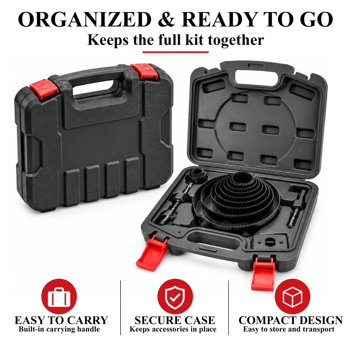 Agesis Hole Saw Kit, 24 PCS Hole Saw Set with 14 Saw Blades 3/4"-6" (19-152mm), Mandrels and Drill Bits for Drywall, Soft Wood, Plywood, PVC and Plastic