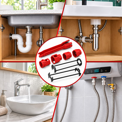 Agesis Basin Wrench Set, 2 Four-Jaw Hex Wrenches with 14-in-1 Faucet Installer Tool, Plumbing Tool Kit for Tight Spaces, Kitchen Bathroom Toilet