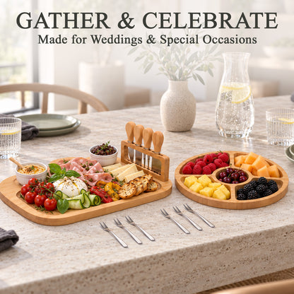 Agesis Large Charcuterie Board Set, Bamboo Cheese Board with Cheese Knife Set and Accessories, Cheese Platter for Entertaining, Parties and Gifts