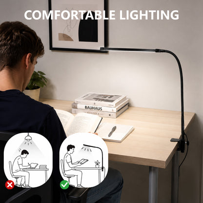 Agesis LED Desk Lamp with Clamp, Eye-Caring Desk Light, 3 Color Modes & 10 Brightness Levels, 360° Flexible Gooseneck for Home Office, Study, Reading