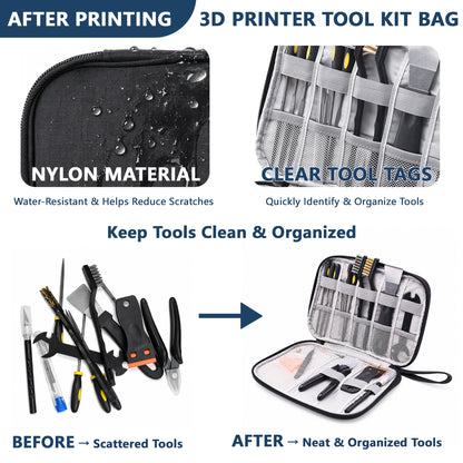 Agesis 3D Printer Tools Kit, 46PCS 3D Printer Accessories for FDM SLA Machines, Nozzle Cleaning Needles, Scraper, Deburring Tool, Files & Brushes